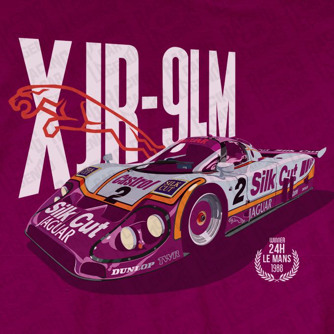 Camiseta Jaguar XJR-9 LM Silk Cut Morada detalle