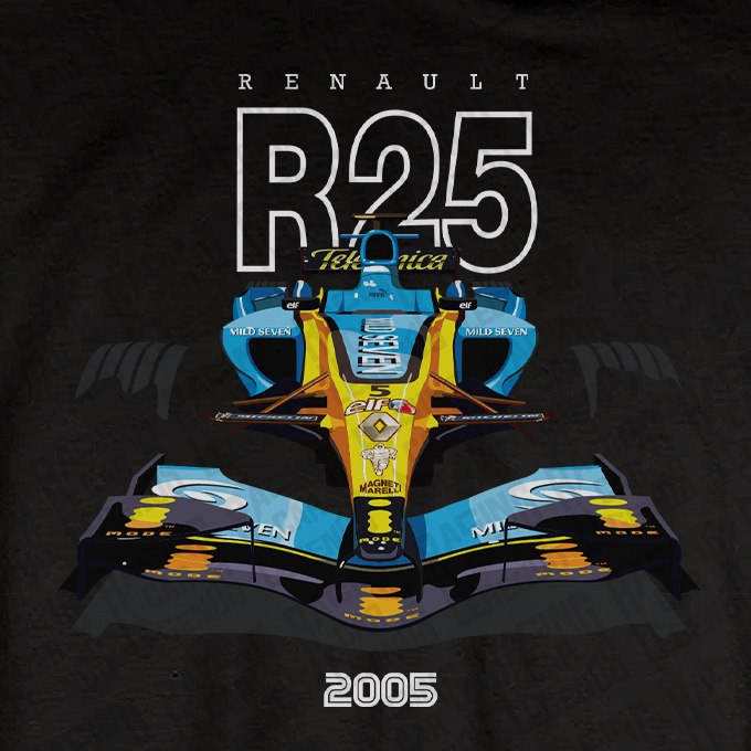 Camiseta Renault R25 de Fernando Alonso Azul Racing car legends