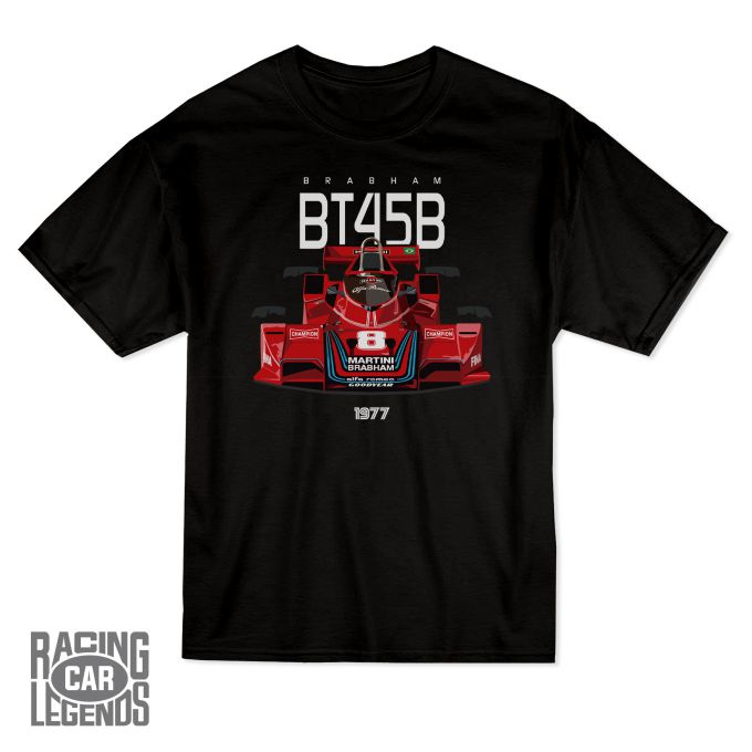 T-shirt Brabham Alfa Romeo BT45B Carlos Pace Negra Racing car legends