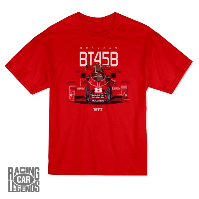 T-shirt Brabham Alfa Romeo BT45B Carlos Pace Red Racing car legends